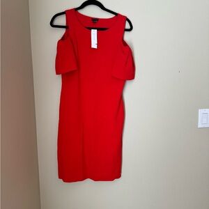 ANN taylor stretch red sheath dress size small